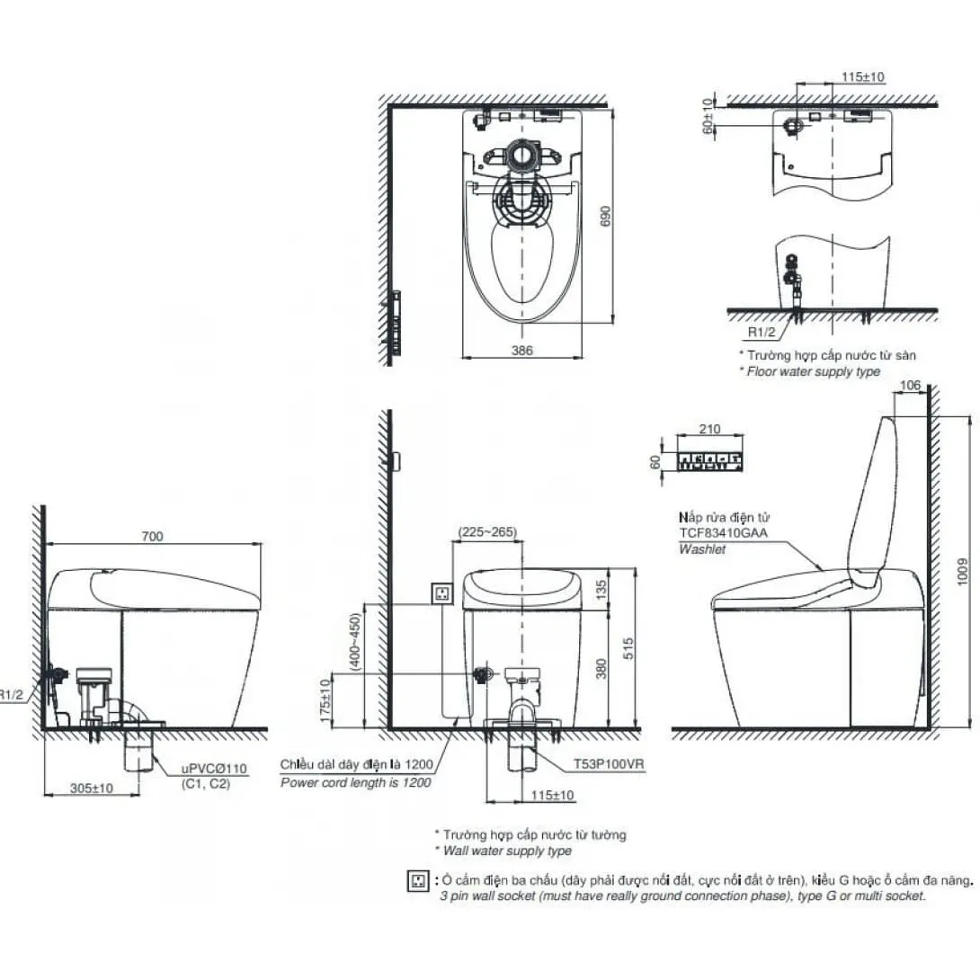 Bồn Cầu Thông Minh TOTO CS921VT/TCF85510GAA/T53P100VR Neorest AS