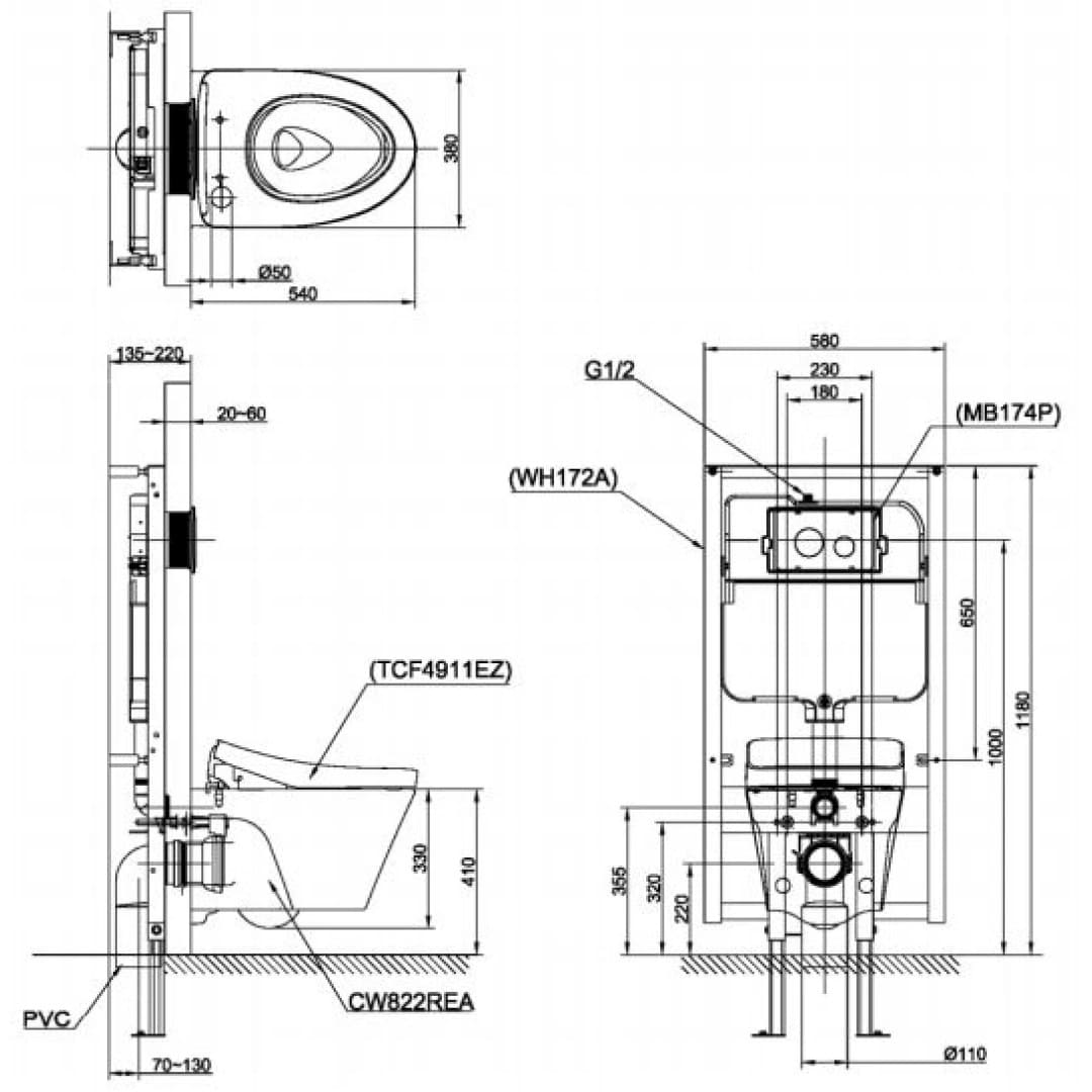 Bồn cầu nắp điện tử S7 TOTO CW822REA/TCF47360GAA/WH172AT/TCA465/MB175M#SS