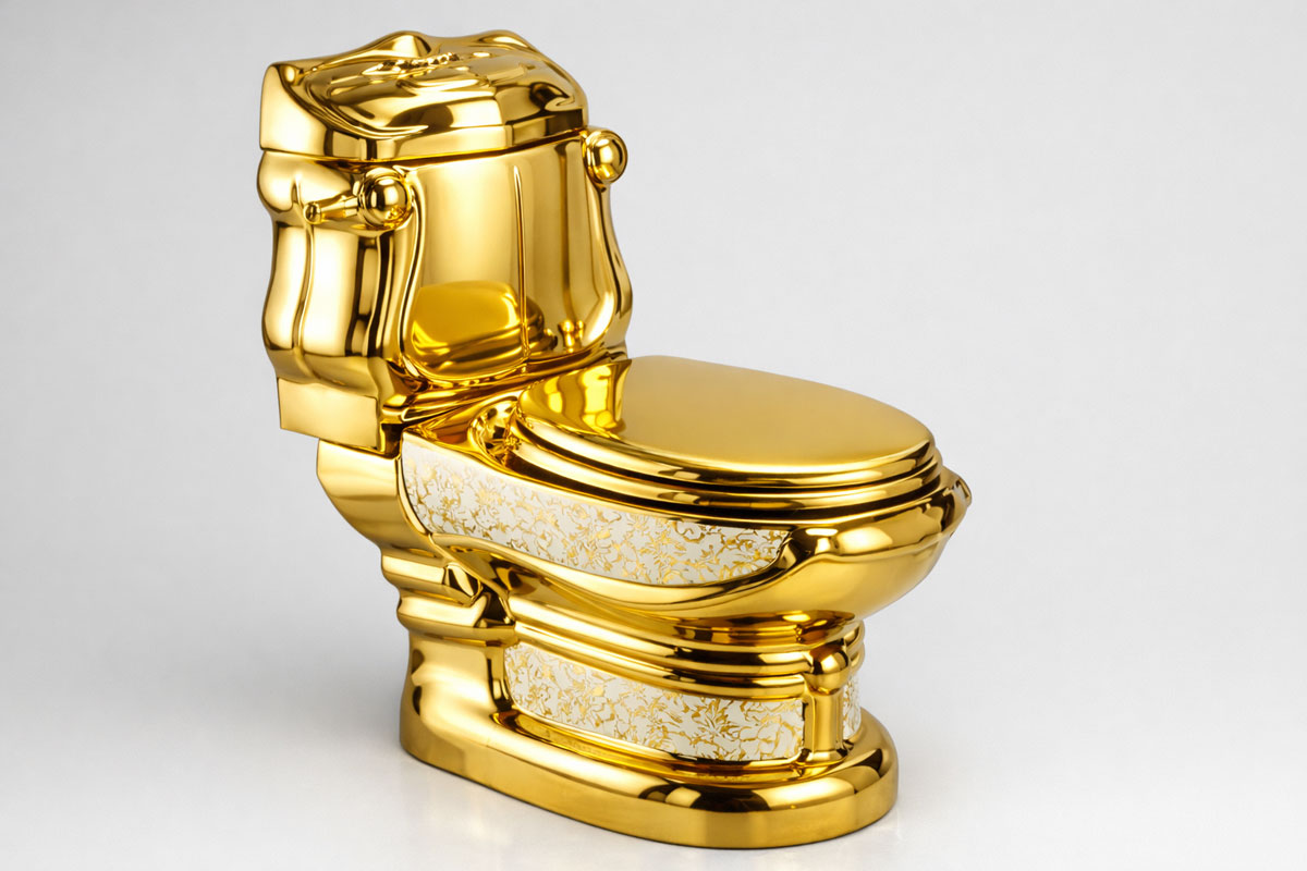Mẫu bồn cầu 2 khối nghệ thuật Dada ZJ1882 mạ vàng toàn thân mang đậm chất tân cổ điển