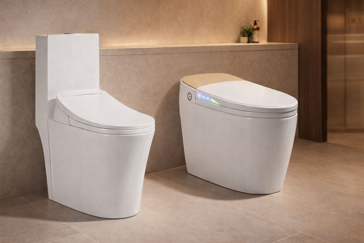 Tổng quan sự khác biệt giữa bồn cầu 1 khối Riba và dòng điện tử thông minh