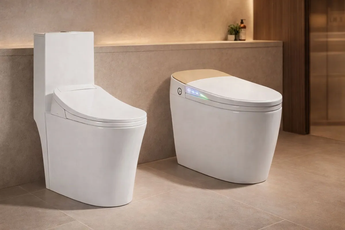 Tổng quan sự khác biệt giữa bồn cầu 1 khối Riba và dòng điện tử thông minh