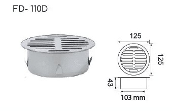 Phễu chắn rác dạng phẳng cho ống D110 Hiwin FD-11D