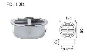 Phễu chắn rác dạng phẳng cho ống D110 Hiwin FD-11D