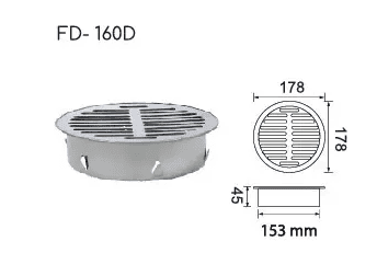Phễu chắn rác dạng phẳng cho ống D160 Hiwin FD-160D
