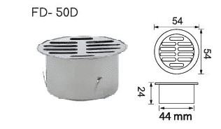 Phễu chắn rác dạng phẳng cho ống D50 Hiwin FD-50D