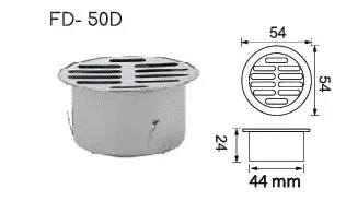 Phễu chắn rác dạng phẳng cho ống D50 Hiwin FD-50D