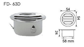 Phễu chắn rác dạng phẳng cho ống D63 Hiwin FD-63D