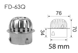 Cầu chắn rác dạng nan dẹt cho ống 63 Hiwin FD-63Q 