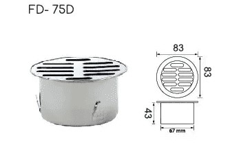 Phễu chắn rác dạng phẳng cho ống D75 Hiwin FD-75D