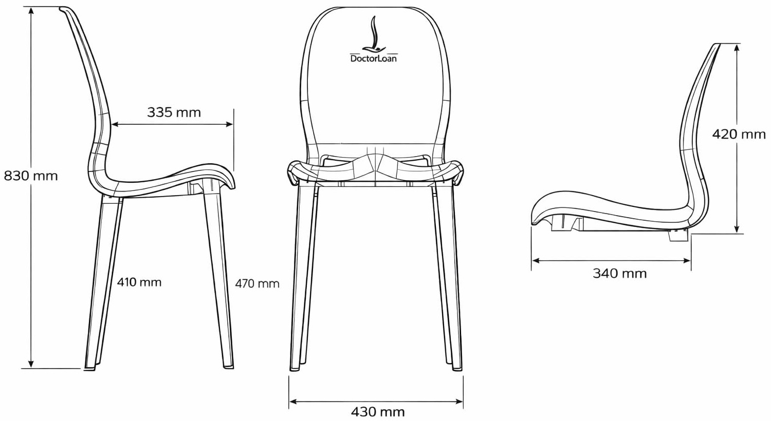 Bản vẽ ghế bảo vệ cột sống DOCTORLOAN N85-CXC chân cao