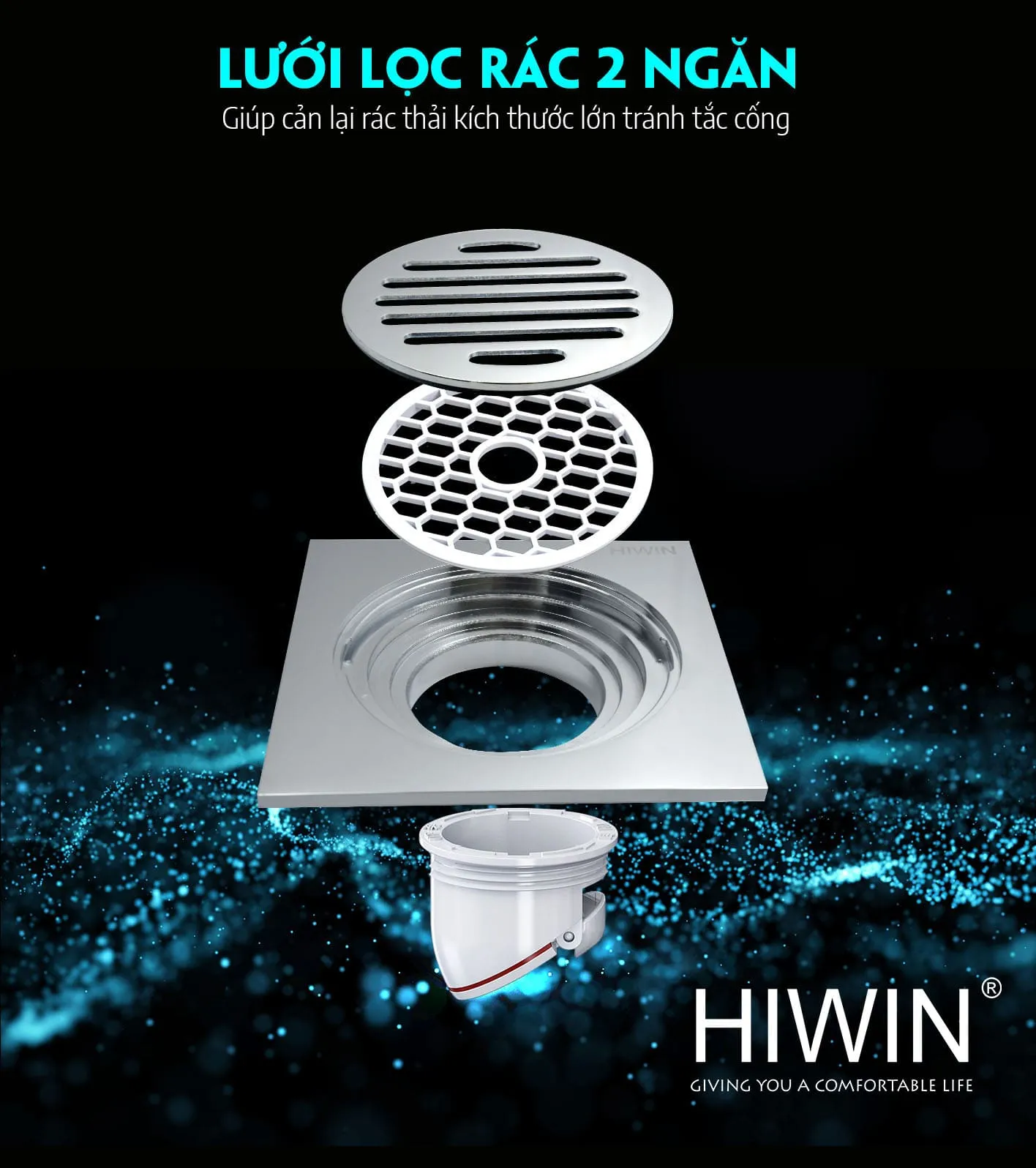 Ga thoát sàn lát gạch Hiwin FD-1952