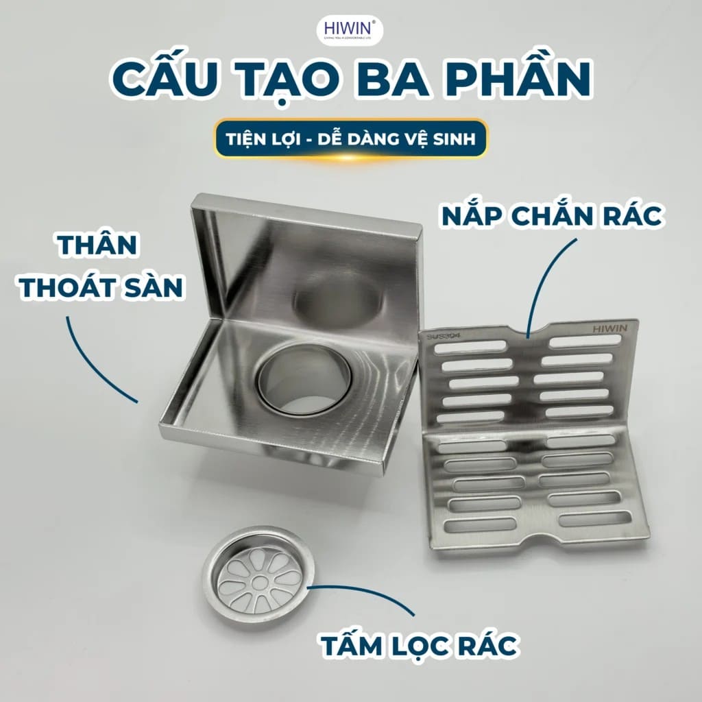 Thoát sàn ngang 75x100mm Hiwin FD-04B