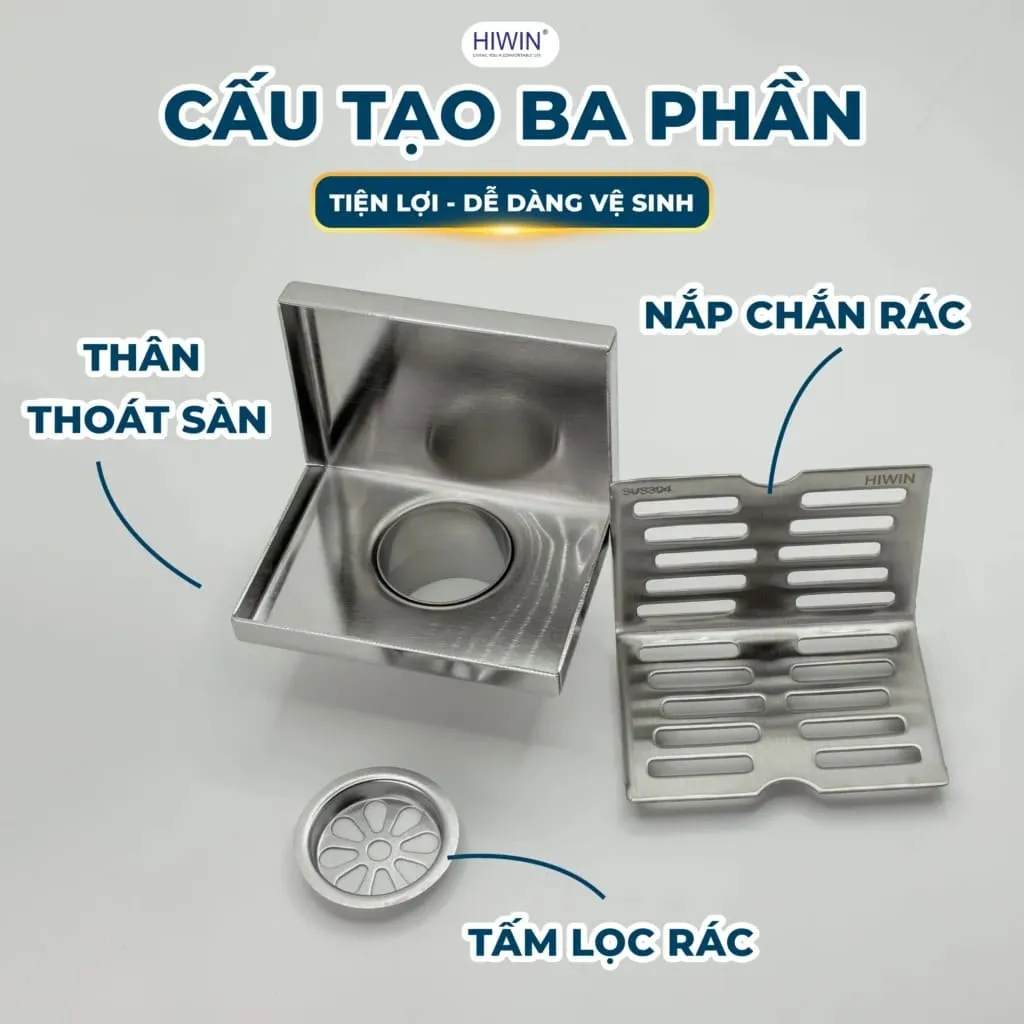 Thoát sàn ngang 75x100mm Hiwin FD-04B