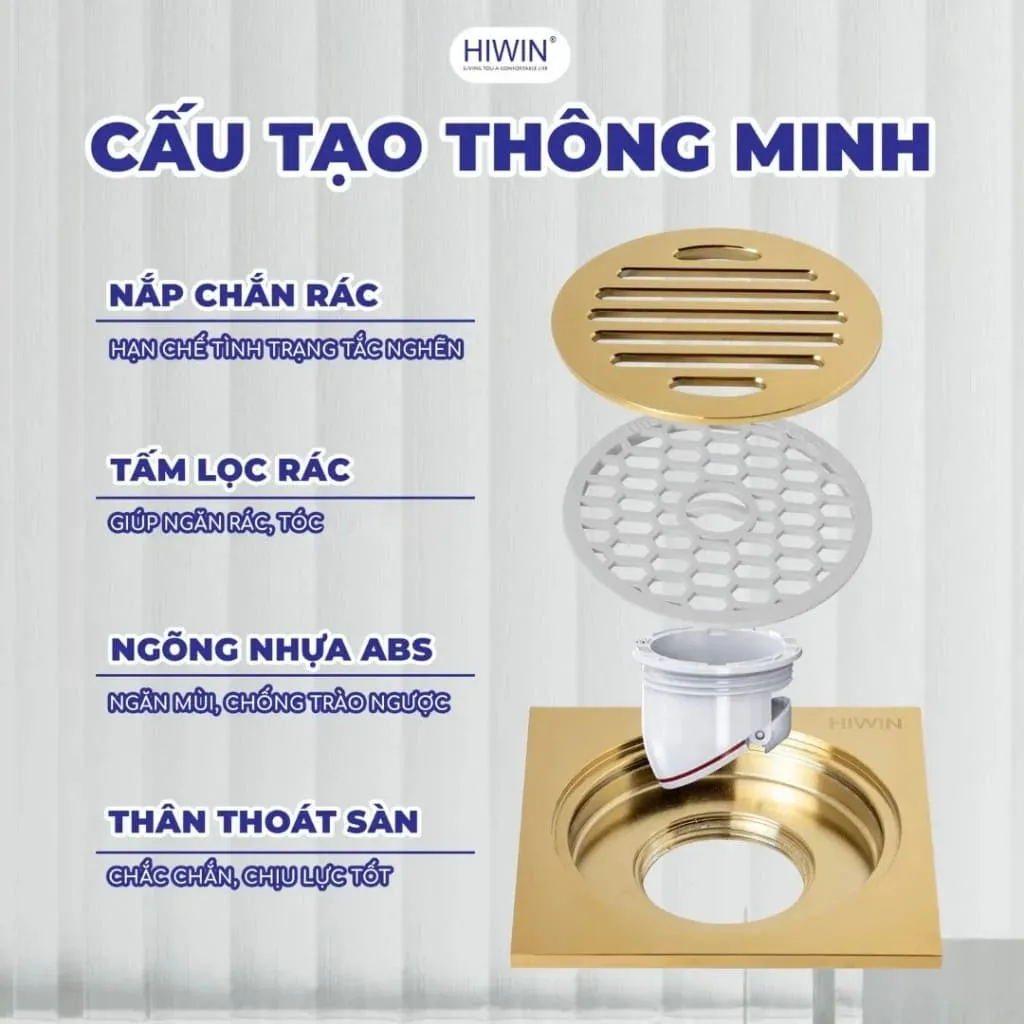 Ga thoát inox thoát nước nhanh ngăn mùi Hiwin FD-1101