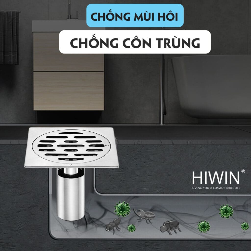 Ga thoát inox thoát nước nhanh ngăn mùi Hiwin FD-4320