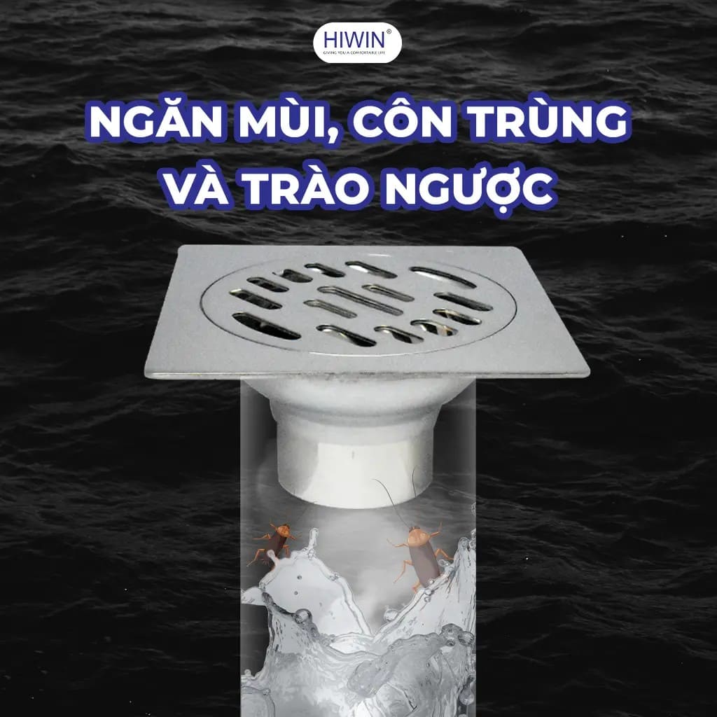 Ga thoát inox thoát nước nhanh ngăn mùi Hiwin FD-8210