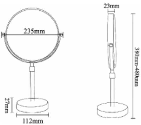 Bản vẽ gương Techbath T1719.03