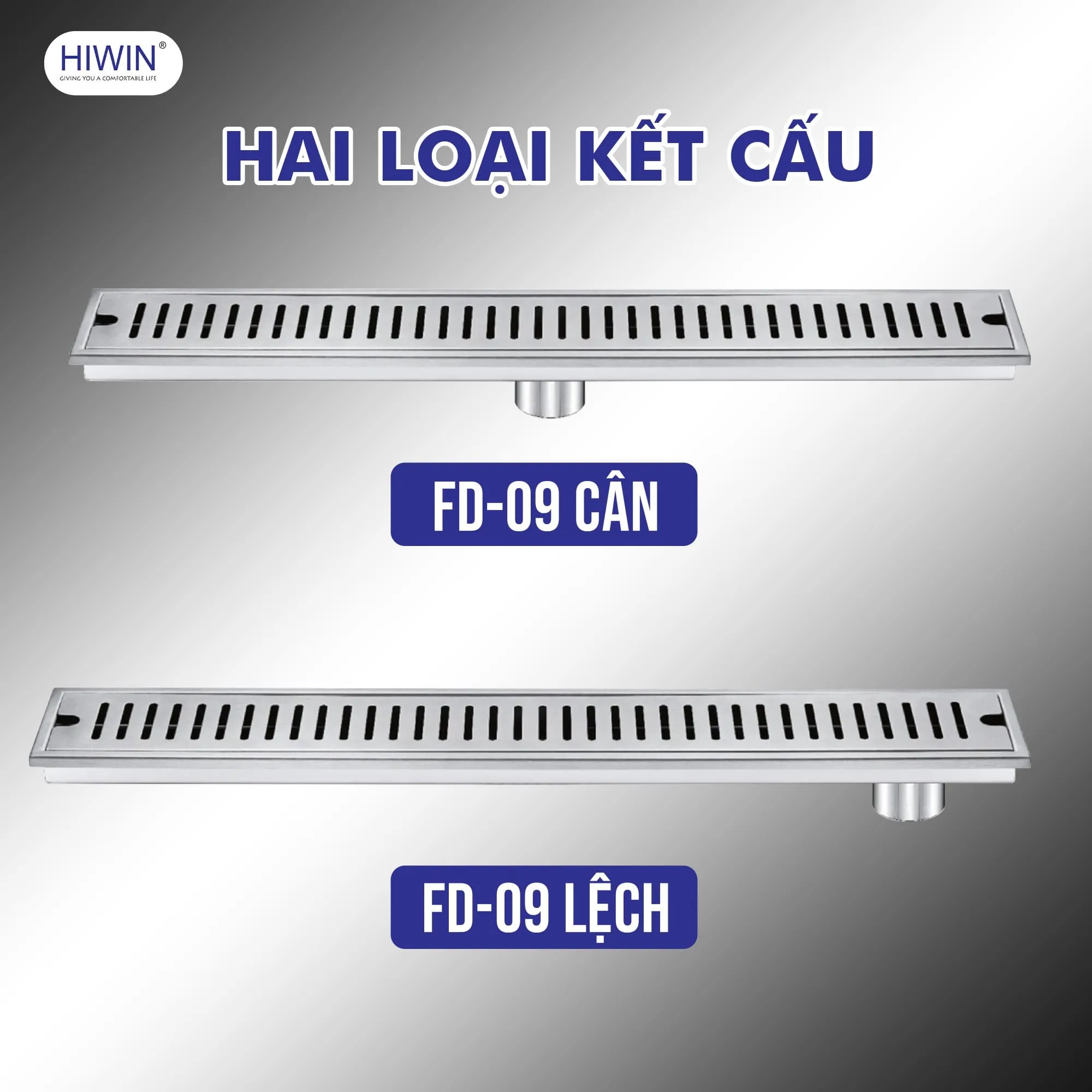 Phễu thu sàn dài inox 304 kích thước 100×600 (cân/ lệch) Hiwin FD-09