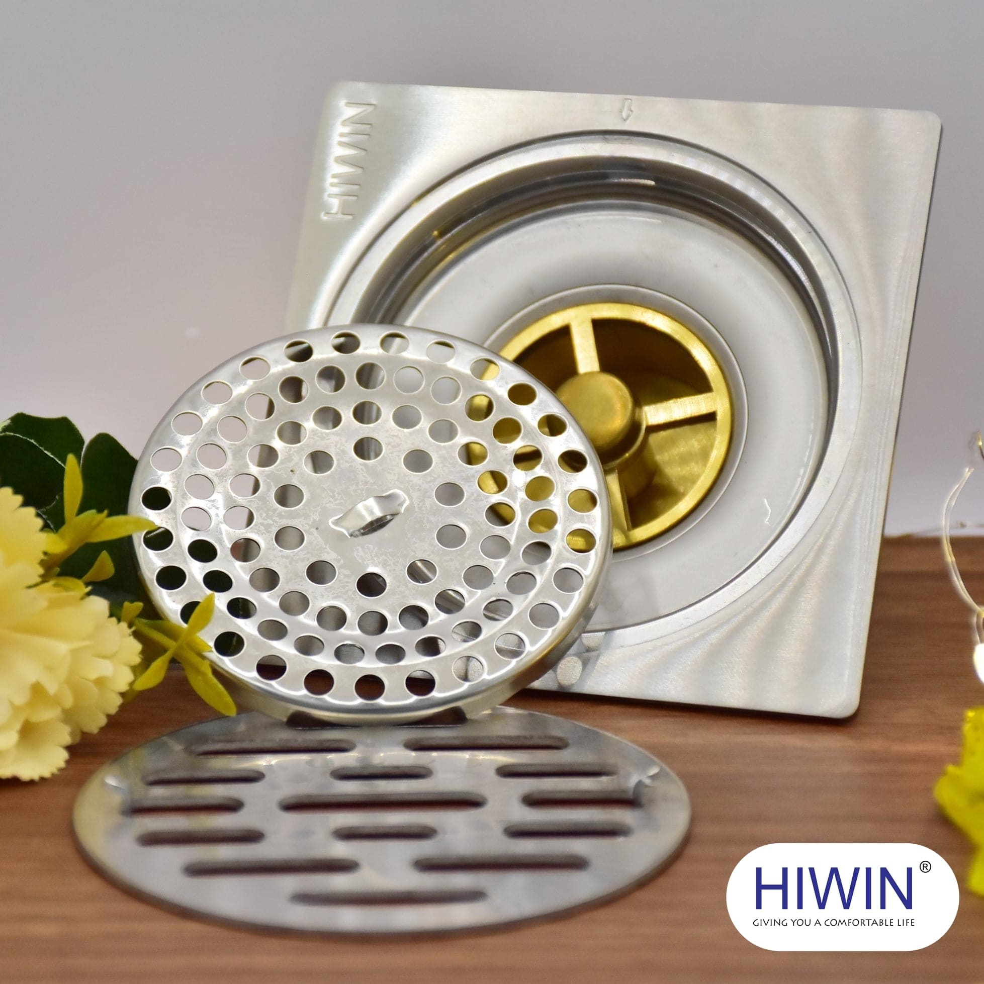 Thoát sàn ngăn mùi inox 304 ngõng lò xo Hiwin FD-9310