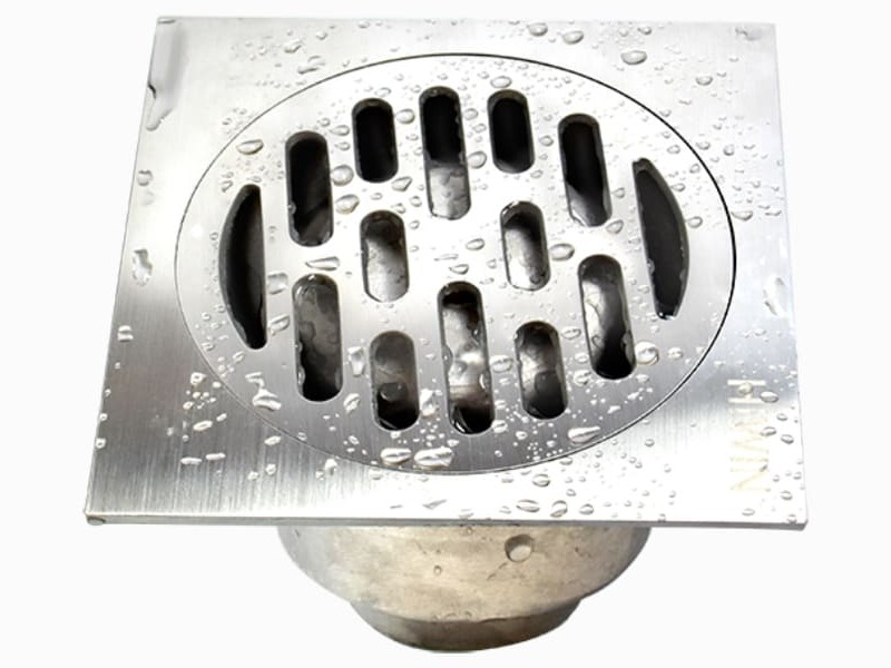 Ga thoát sàn đúc liền khối inox 304 mặt 100x100x4 Hiwin FD-019