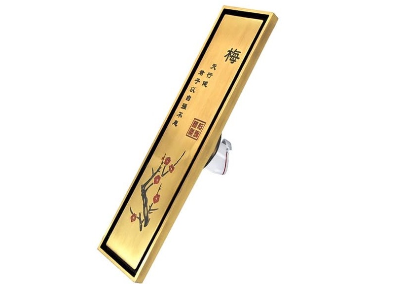 Thoát sàn dài đồng giả cổ hoạt tiết hoa đào Hiwin FD-4831