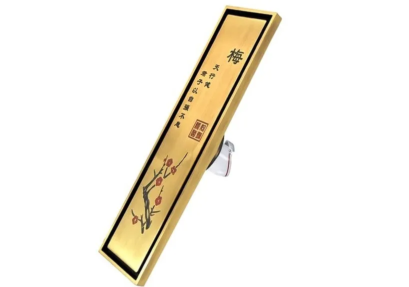 Thoát sàn dài đồng giả cổ hoạt tiết hoa đào Hiwin FD-4831