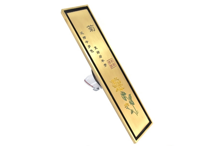 Thoát sàn dài đồng giả cổ hoạt tiết hoa đào Hiwin FD-4834