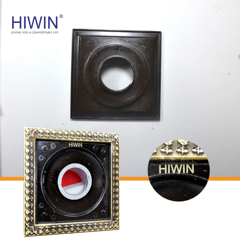 Phễu thu sàn hoa văn song ngư giả cổ 120×120 Hiwin FD-4602