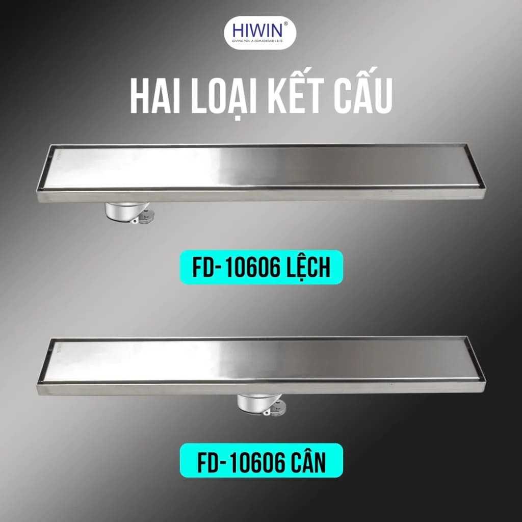 Thoát sàn dài lát gạch 100x600x2 304 mờ D50 (cân/ lệch) Hiwin FD-10606H