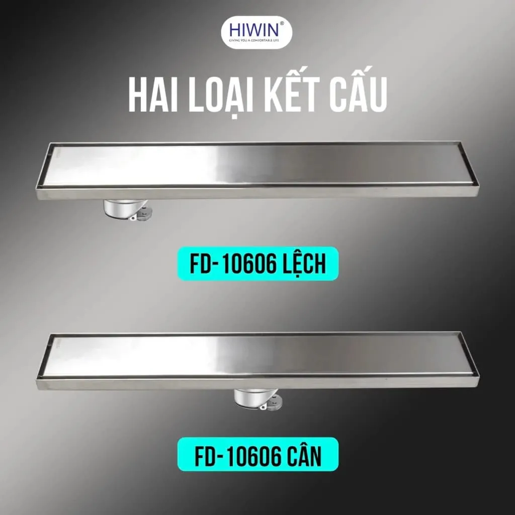 Thoát sàn dài lát gạch 100x600x2 304 mờ D50 (cân/ lệch) Hiwin FD-10606H