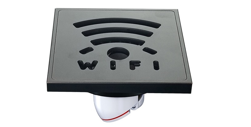 Ga thoát sàn mạ đen đồng mạ đen hoạt tiết Wifi Hiwin FD-1418