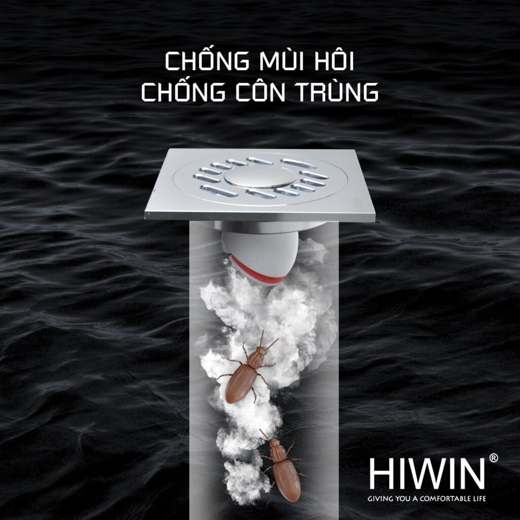 Ga thoát sàn máy giặt màu bóng gương Hiwin FD-1101W