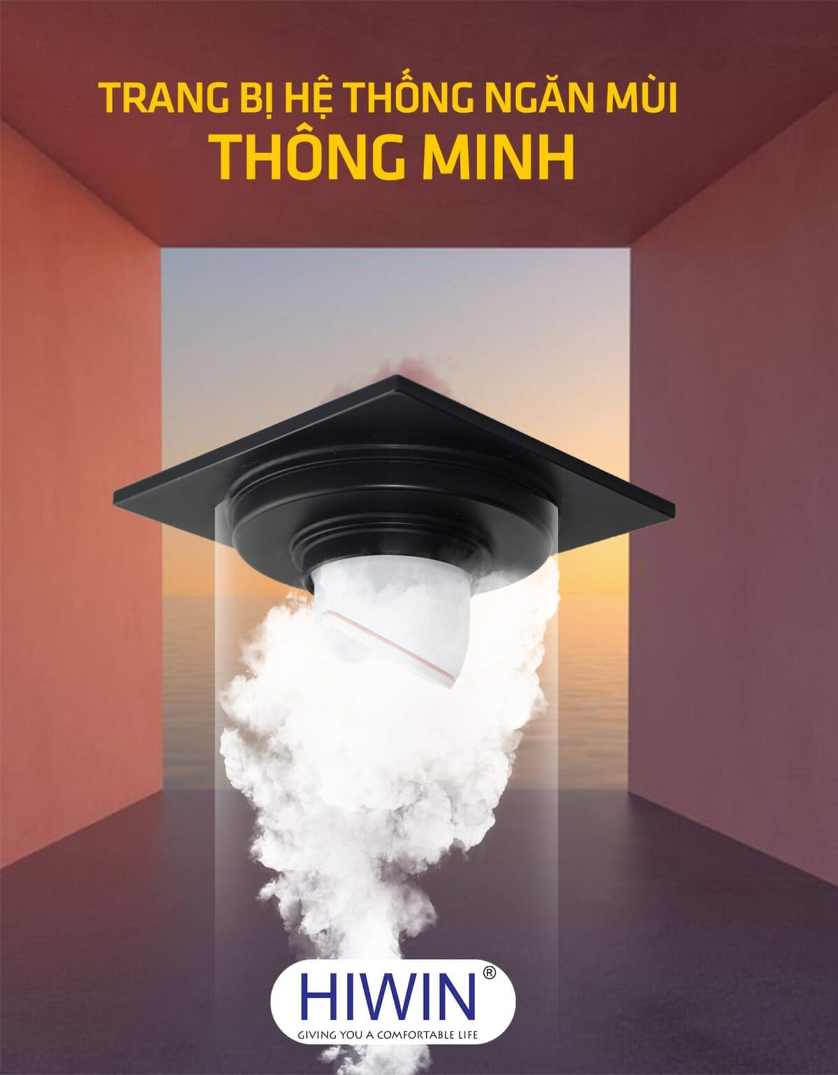 Phễu thu sàn màu đen mờ ngăn mùi hôi 100×100 Hiwin FD-1121B