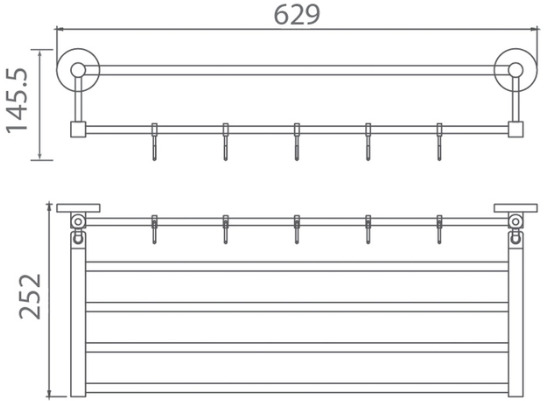Bản vẽ giàn vắt khăn Techbath T1209.13