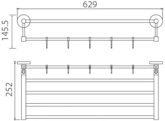 Bản vẽ giàn vắt khăn Techbath T1209.13