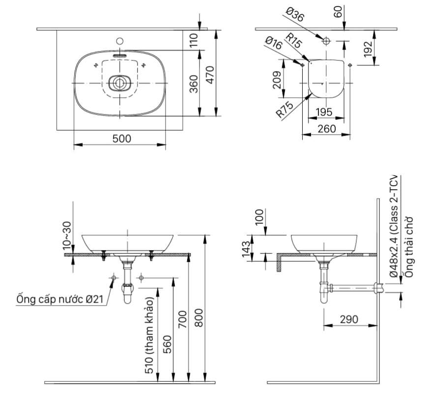 Chậu rửa mặt dương bàn Inax AL-622V