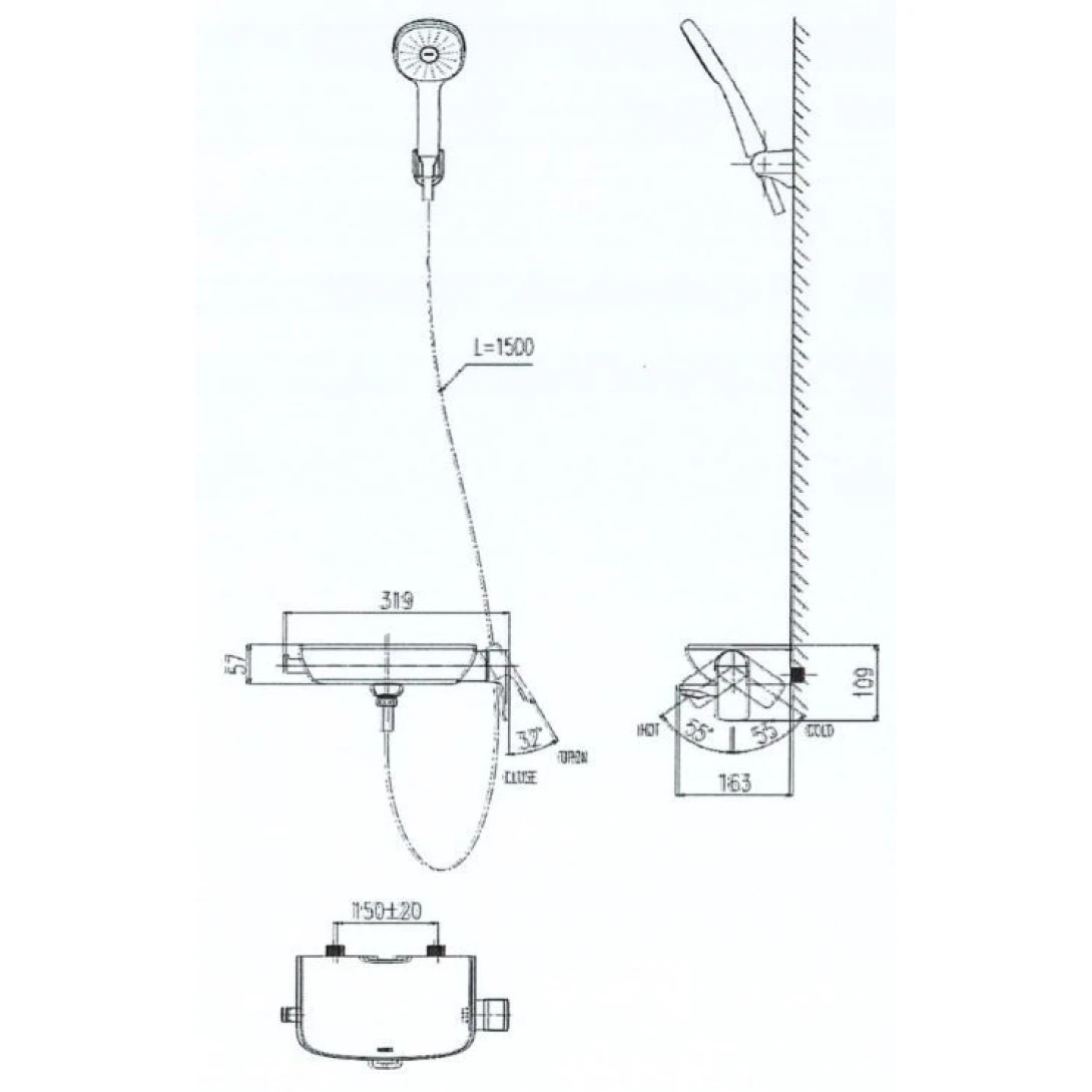 Vòi sen tắm tay sen tăng áp nóng lạnh Inax BFV-613S
