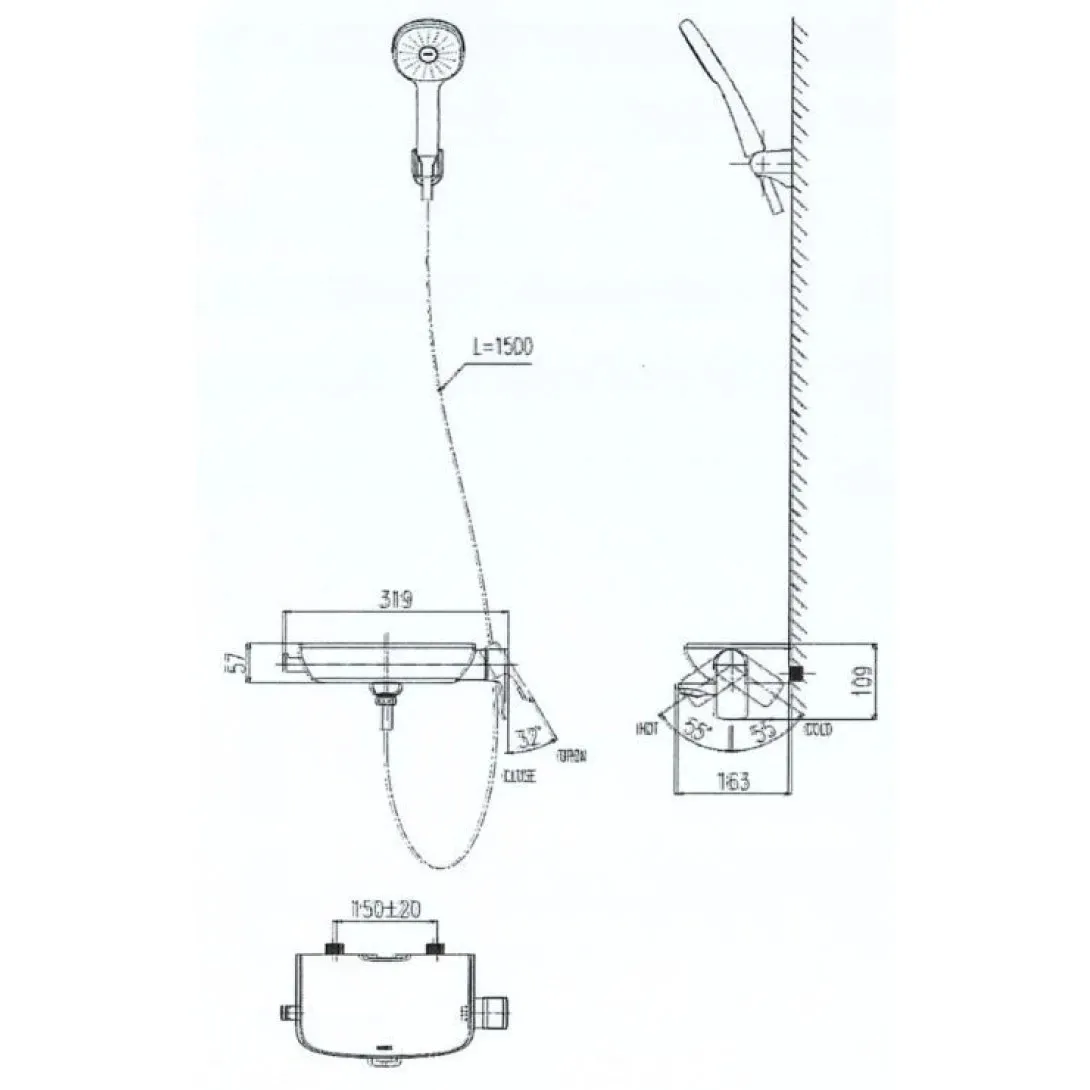 Vòi sen tắm tay sen tăng áp nóng lạnh Inax BFV-613S