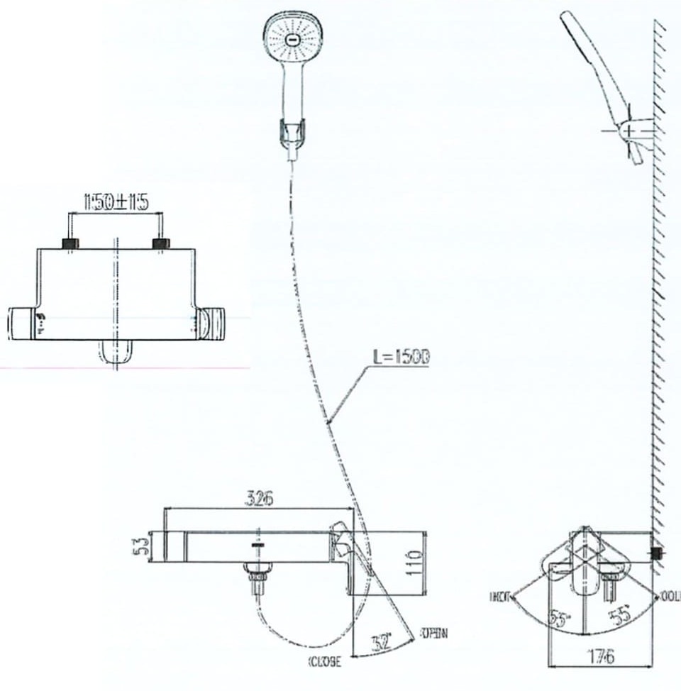 Vòi sen tắm tay sen tăng áp nóng lạnh Inax BFV-633S