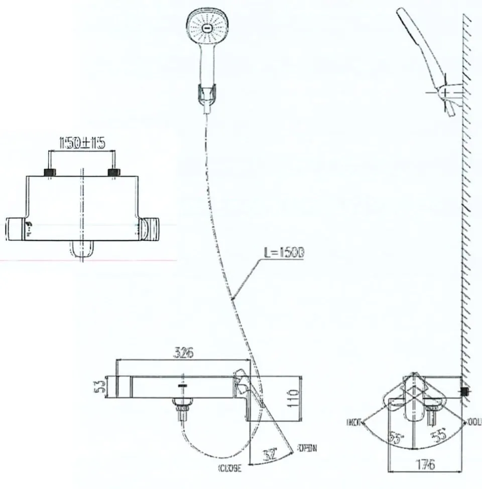 Vòi sen tắm tay sen tăng áp nóng lạnh Inax BFV-633S