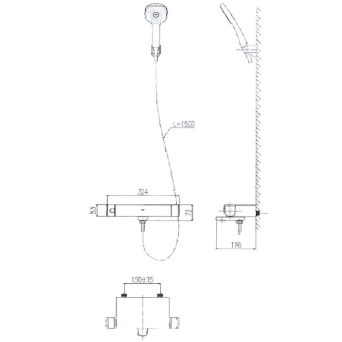 Vòi sen tắm tay sen tăng áp nóng lạnh Inax BFV-636T