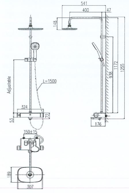 Vòi sen tắm nhiệt độ cây đứng nóng lạnh Inax BFV-639T