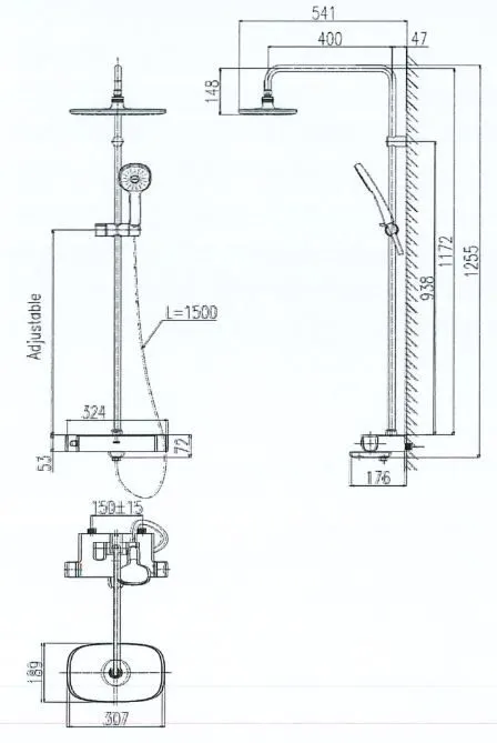 Vòi sen tắm nhiệt độ cây đứng nóng lạnh Inax BFV-639T