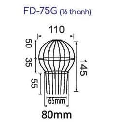Cầu chắn rác dạng nan 2 vòng dòng G phù hợp ống 110 Hiwin FD-110G