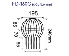 Cầu chắn rác dạng nan 2 vòng dòng G phù hợp ống 160 Hiwin FD-160G