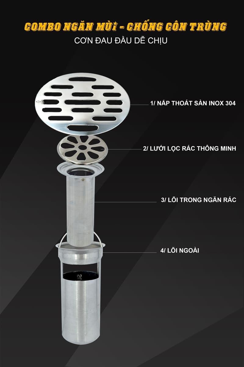 Ga thoát sàn sàn ngăn mùi đuôi dài Hiwin FD-4210