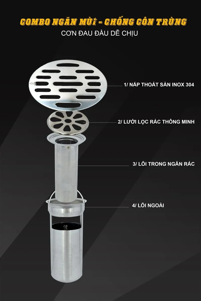 Ga thoát sàn sàn ngăn mùi đuôi dài Hiwin FD-4210