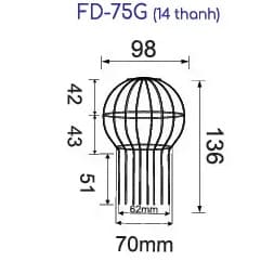 Cầu chắn rác dạng nan 2 vòng dòng G phù hợp ống 75 Hiwin FD-75G