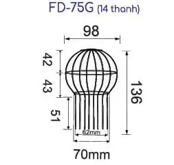 Cầu chắn rác dạng nan 2 vòng dòng G phù hợp ống 75 Hiwin FD-75G