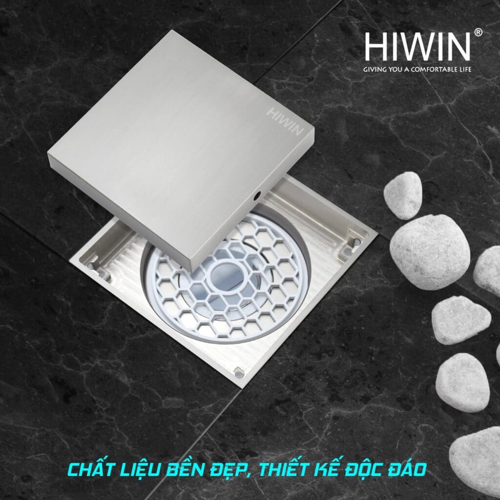 Ga thoát sàn mặt mờ lát gạch thoát nước nhanh Hiwin FD-1901S